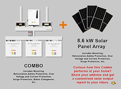8.0 kW SOLIS S6 Hybrid Combo, c/w 3 x 5 kWh FREEDOM WON Lithium Batteries