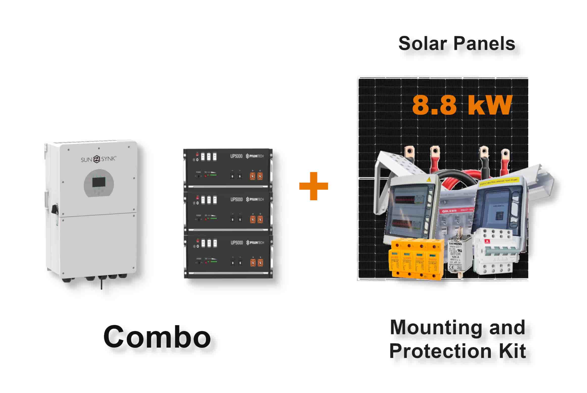 16.0 kW SUNSYNK Hybrid - PYLONTECH Combo, c/w 3x 4.8 kWh Lithium Batteries 16.0 kW SUNSYNK Hybrid - PYLONTECH Combo, c/w 3x 4.8 kWh Lithium Batteries