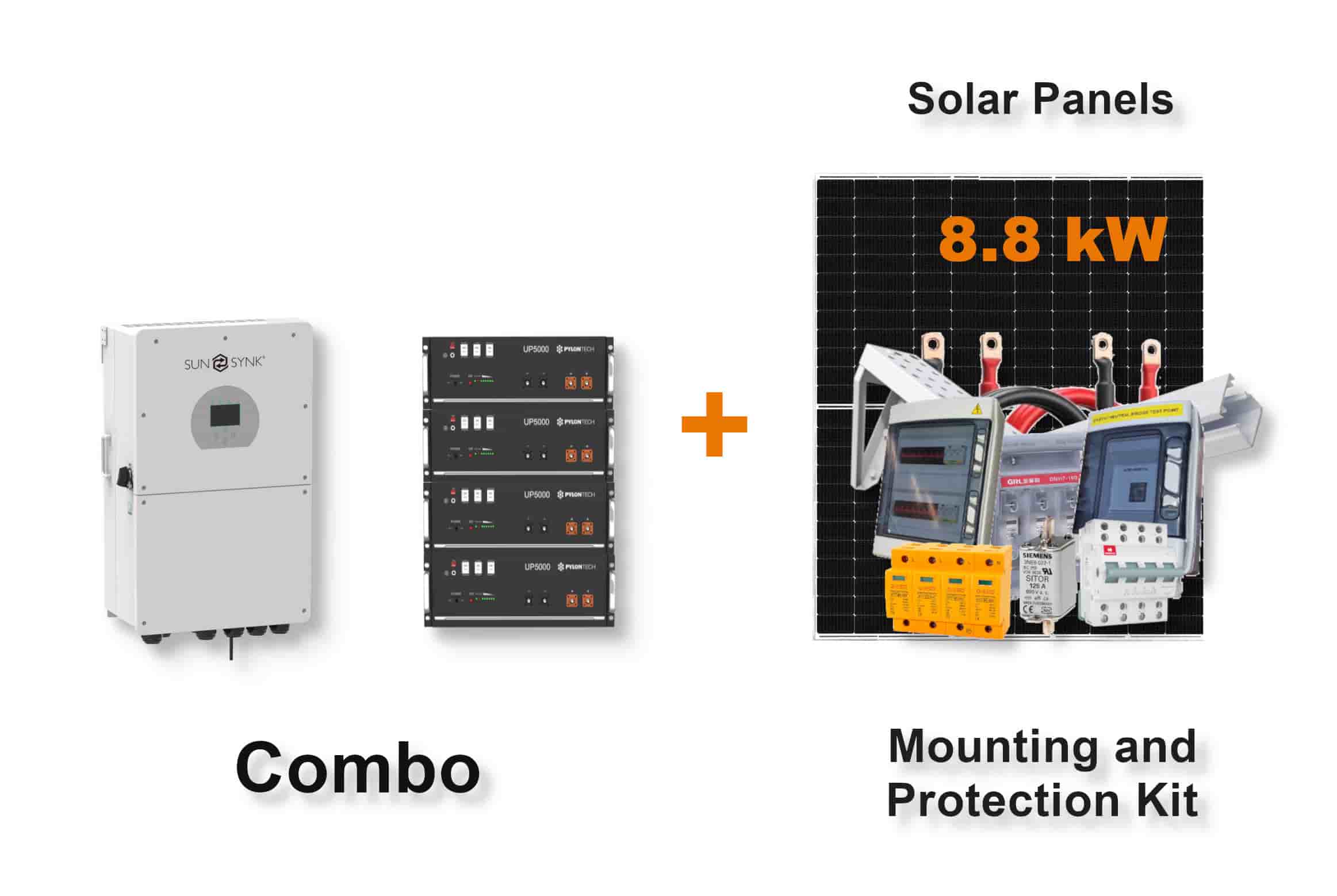 16.0 kW SUNSYNK Hybrid - PYLONTECH Combo, c/w 4x 4.8 kWh Lithium Batteries