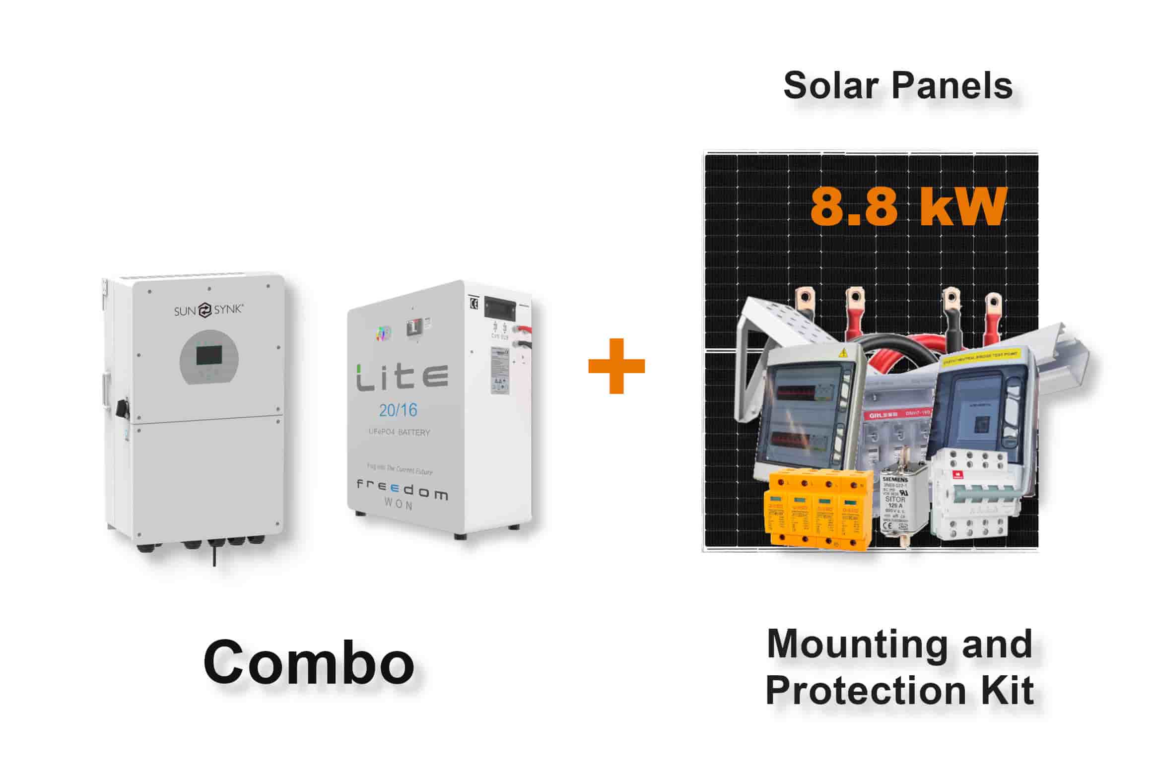 16.0 kW SUNSYNK Hybrid - FREEDOM WON Combo, c/w 20 kWh Floor Standing Lithium Battery