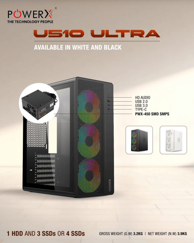 Power X Cabinet With Smps U510 White Power X Cabinet With Smps U510 White