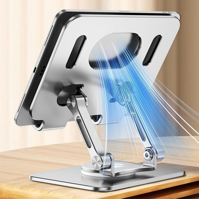 STAINLESS STEEL 360° ROTATING ADJUSTABLE DESKTOP PHONE TABLET STAND