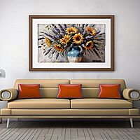 Sunflowers & Lavender Bouquet Canvas Print - Unframed