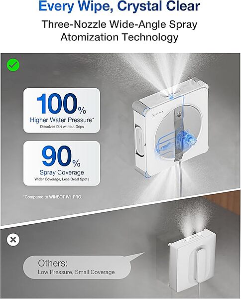 ECOVACS WINBOT W2S Smart Window Cleaner - 8000Pa Suction, 110 min Runtime