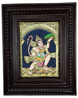 Lord Hanuman Sanjeevani Mountain Tanjore Painting - 8 In x 10 In Lord Hanuman Sanjeevani Mountain Tanjore Painting - 8 In x 10 In