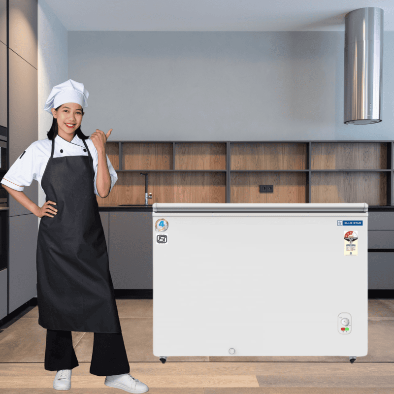 Blue Star CF3-300MEW-SD Freezer in a Restaurant Kitchen with Chefs