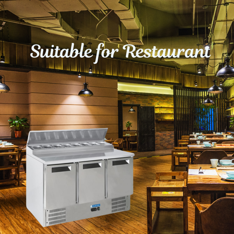 Suitable for Restaurant and Bar: Blue Star Kitchen Refrigerator-Saladettes 3 Door
