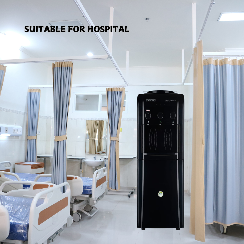 Suitable for Hospital: Usha Jet Black Instafresh Cooling Cabinet Water Dispenser. Suitable for Hospital: Usha Jet Black Instafresh Cooling Cabinet Water Dispenser.