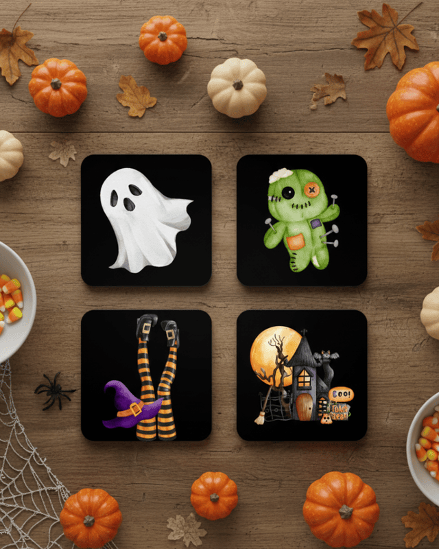 Halloween Beverage Coasters, Set of 4