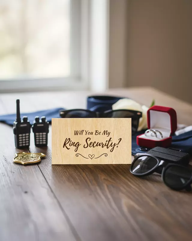 Heirloom Collection engraved Groom’s Proposal Cards for wedding party proposals.