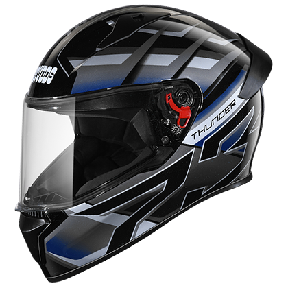 STUDDS THUNDER D6 MATT BLACK/GREY N6 WHITE C/V  (XL) WITH SPOILER AND MIRROR VISOR