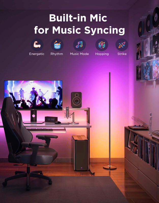 Govee Floor Lamp Lite/Basic - RGBICW Smart LED Floor Lamp with Matter & Music Sync