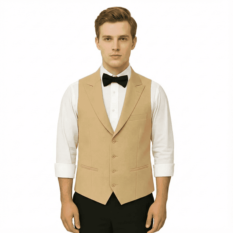 Men’s Hospitality Waistcoat – 4-Button Blazer Collar, England TR Fabric
