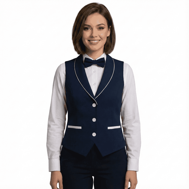 Women’s Corporate Waistcoat – Blazer Collar, 3-Button Poly-Wool