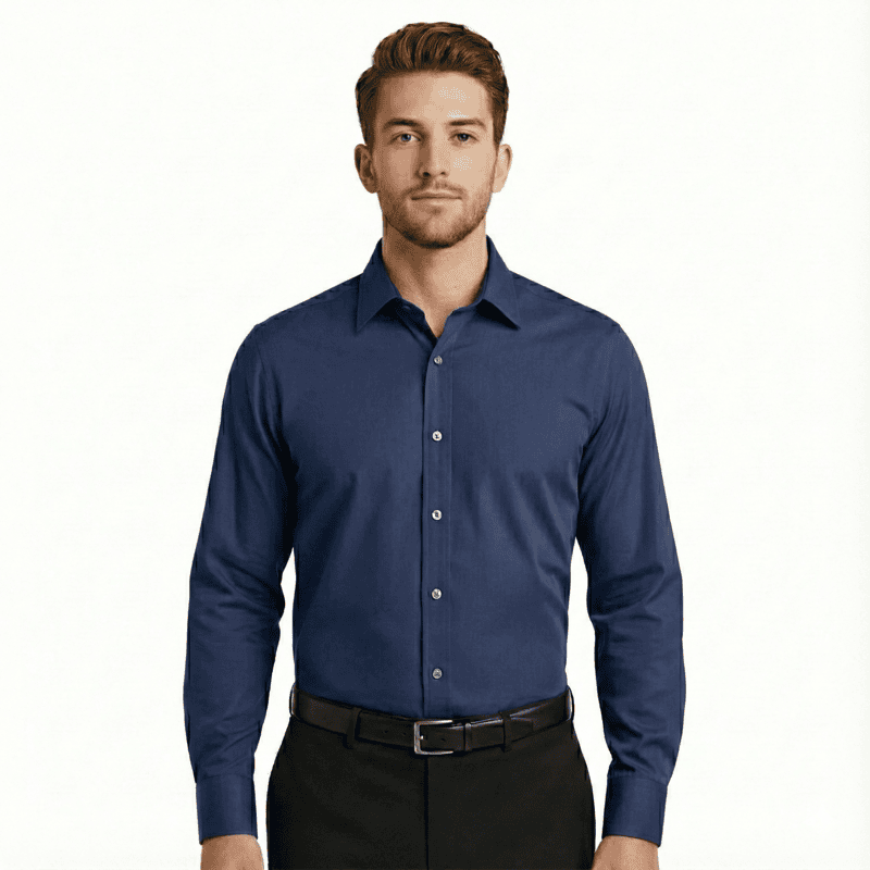 Men’s Hospitality Dress Shirt – Twill Poly-Cotton, Professional Service Wear