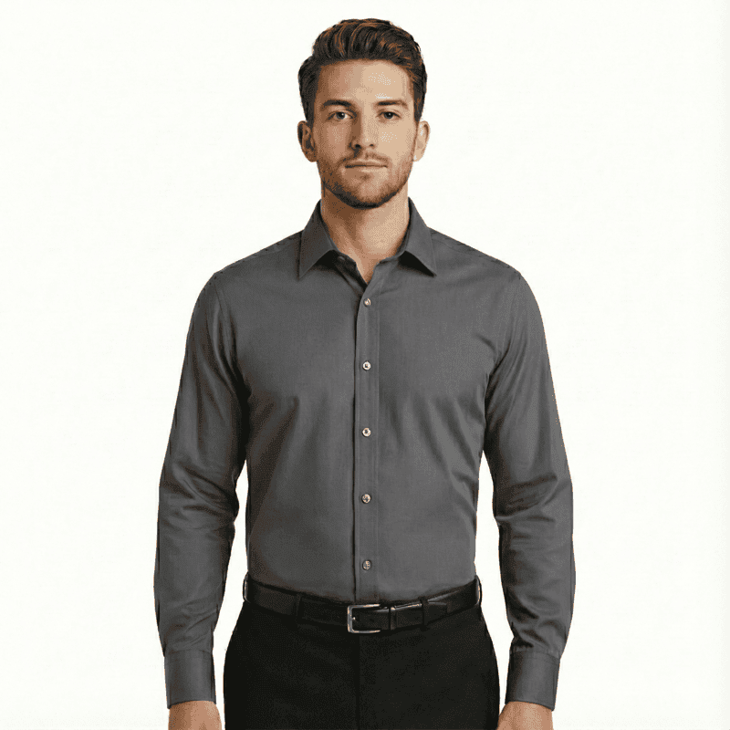 Men’s Hospitality Dress Shirt – Twill Poly-Cotton, Professional Service Wear