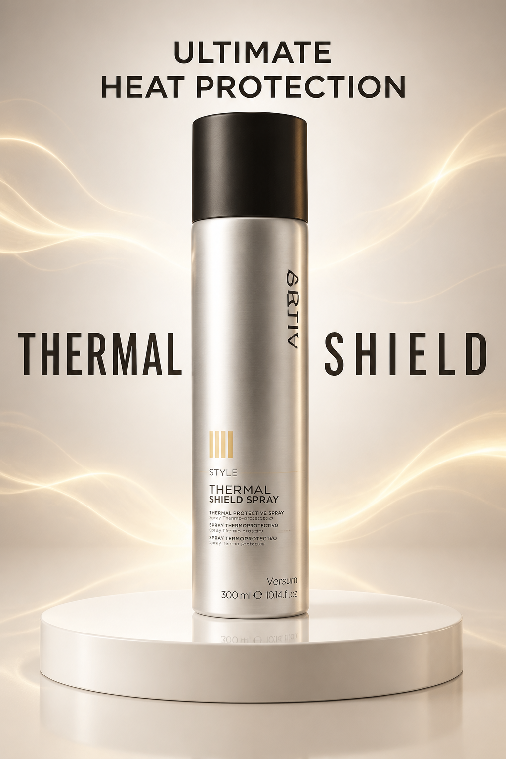 Thermal Shield Spray heat protectant with Sea Oak extract and argan oil for frizz control