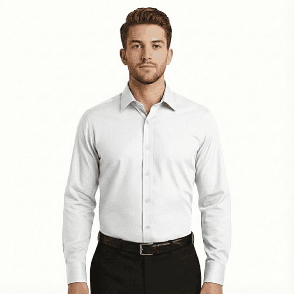Men’s Hospitality Dress Shirt – Twill Poly-Cotton, Professional Service Wear