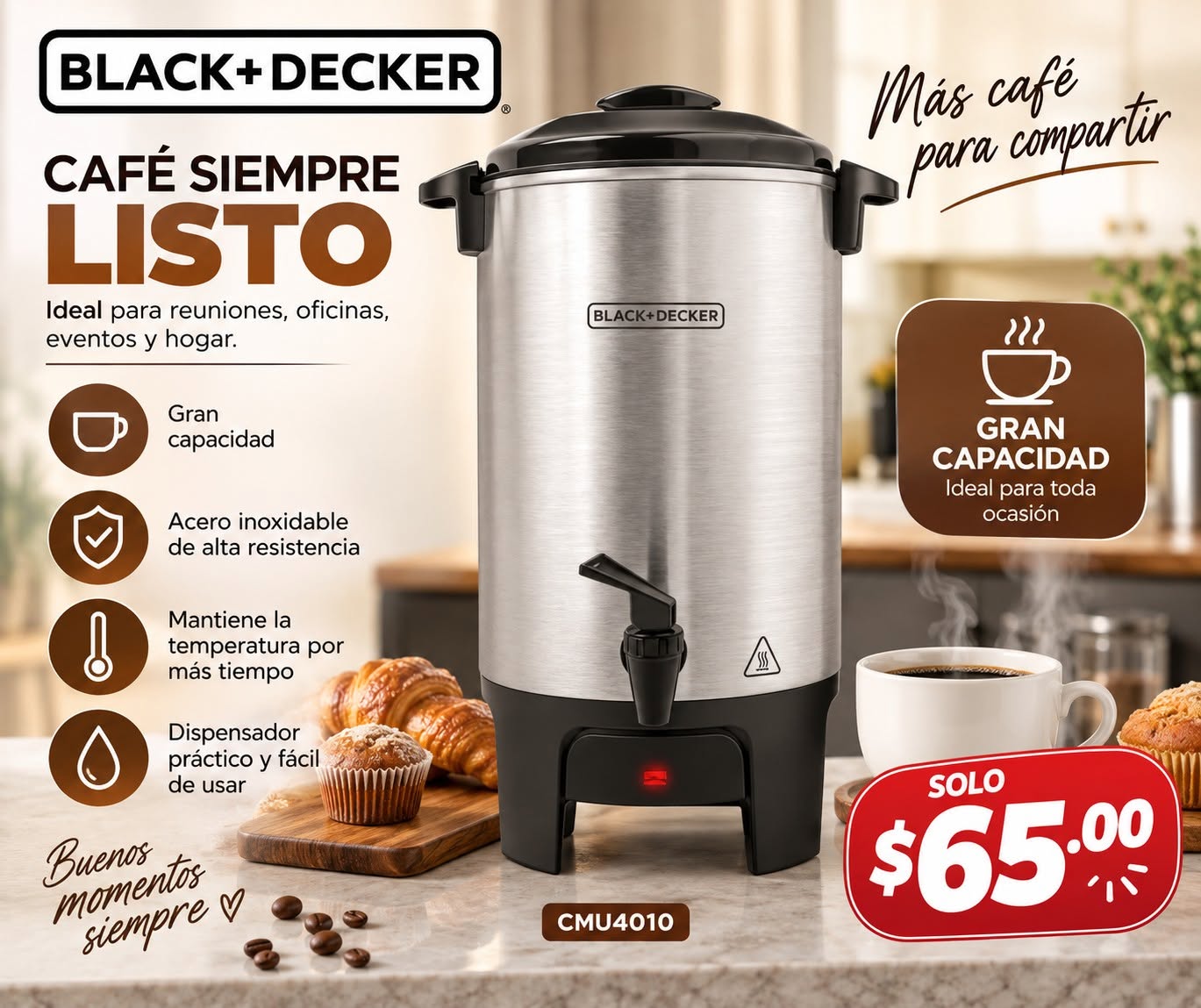 CAFETERAS 40TAZAS BLACK & DECKER - CMU4010