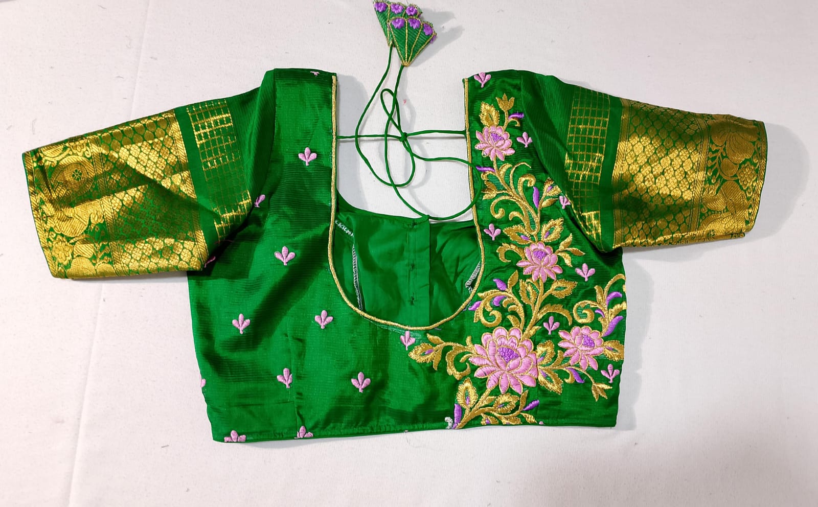 N297: Ready To Ship Beautiful Mangalagiri Saree With Stitched Embroidery Work Blouse
