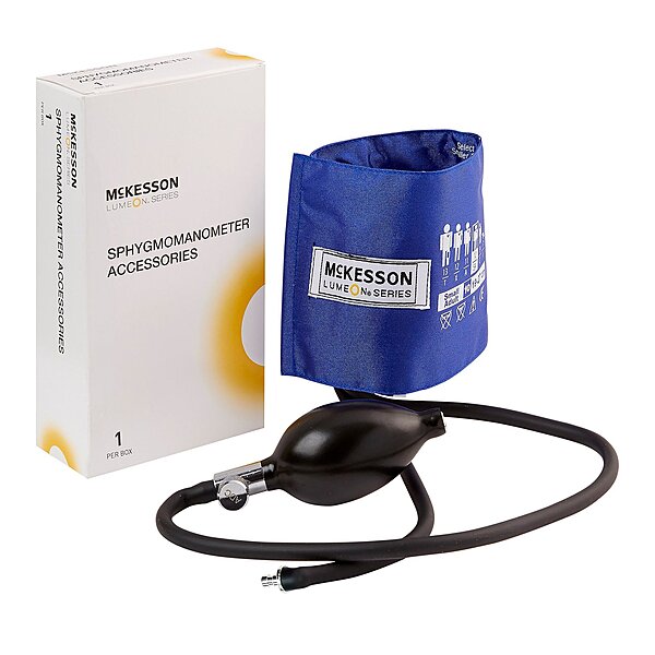 McKesson LUMEON™ Reusable Blood Pressure Cuff & Bulb – Small Adult, 19–27 cm Arm, Nylon