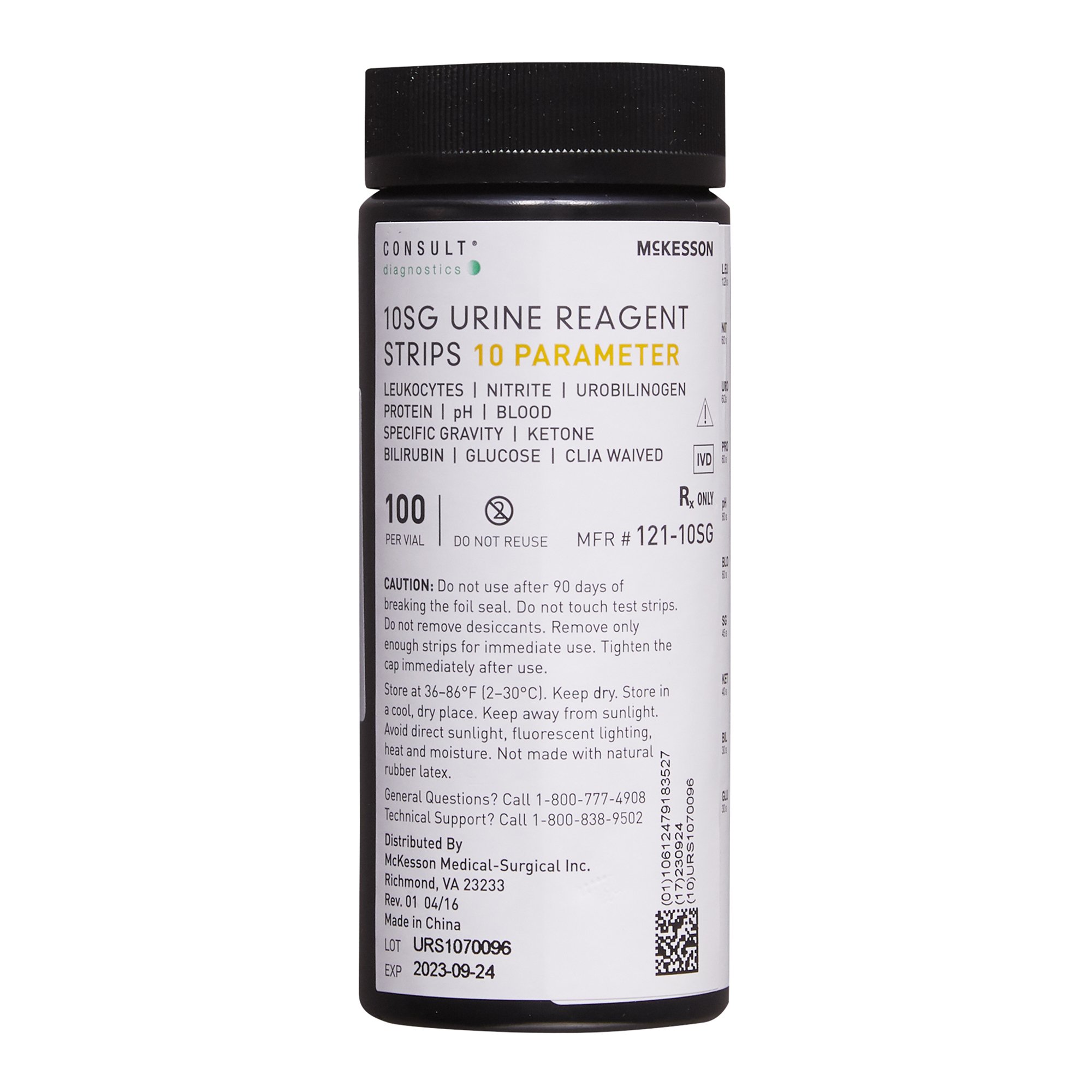 McKesson Consult™ Urinalysis Reagent Test Strips, 10SG, 100 per Bottle (VL/1)