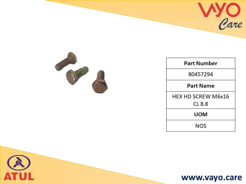 HEX HD SCREW M6X16 CL 8.8 - 80457294 - GEM CARGO