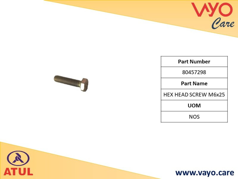 HEX HEAD SCREW M6X25 - 80457298 - GEM CARGO