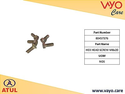 HEX HEAD SCREW M8X20 - 80457376 - GEM CARGO