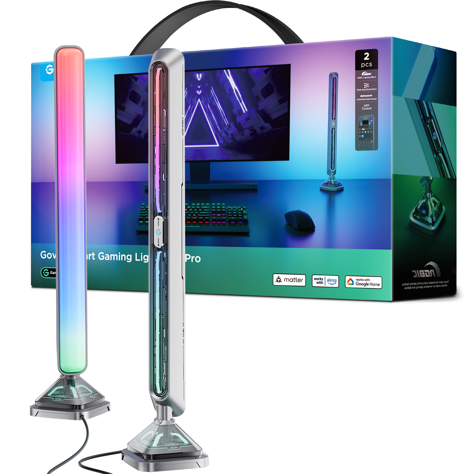 Govee Gaming Light Bars Pro - RGBICWW WiFi + Bluetooth Smart LED Light Bars - UNBOXED DEAL