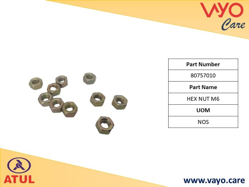 HEX NUT M6 - 80757010 - GEM CARGO