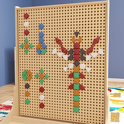 Flash Furniture Bright Beginnings Commercial 256-Piece Shape Set For Modular STEAM Wall Systems, Multicolor