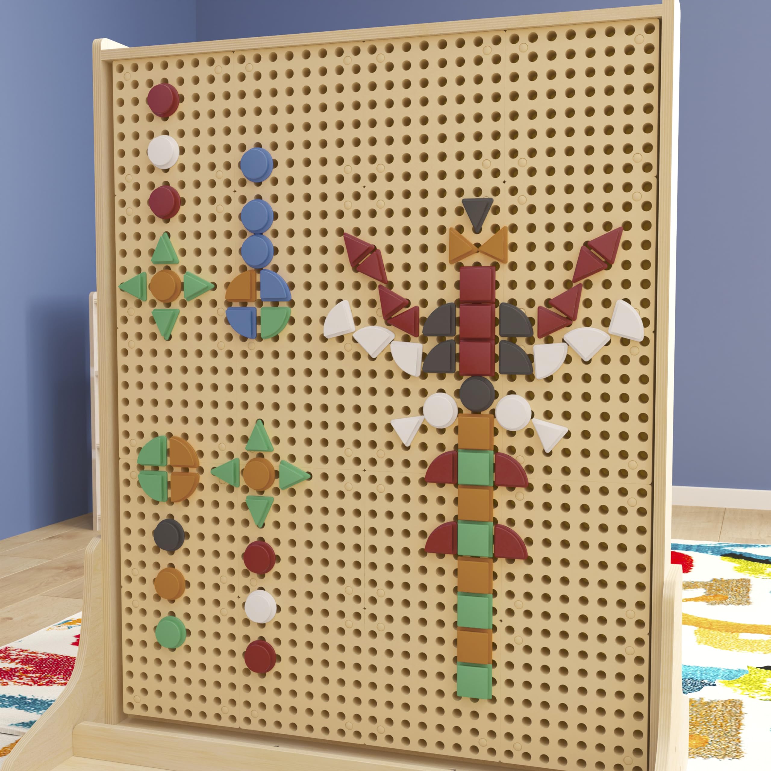 Flash Furniture Bright Beginnings Commercial 256-Piece Shape Set For Modular STEAM Wall Systems, Multicolor