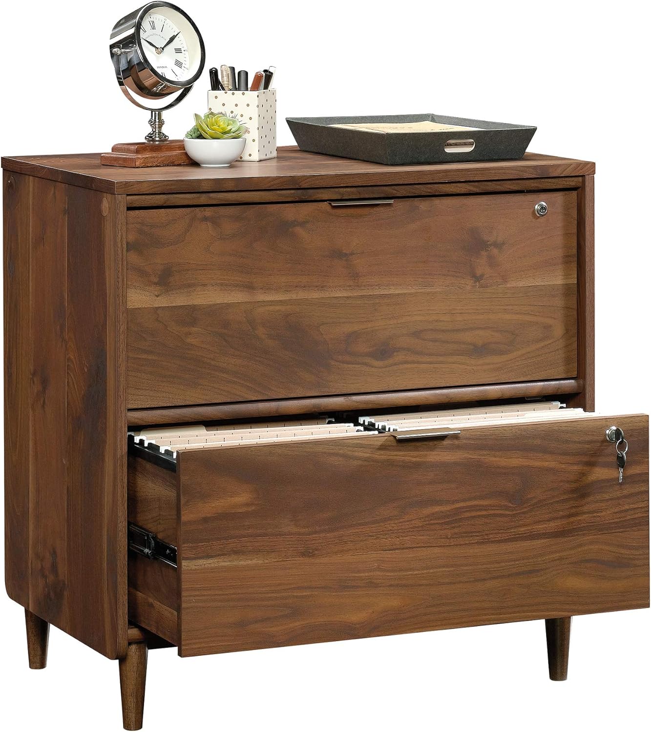 Sauder Clifford Place 29-1/2inW x 18-1/2inD Lateral 2-Drawer File Cabinet, Grand Walnut