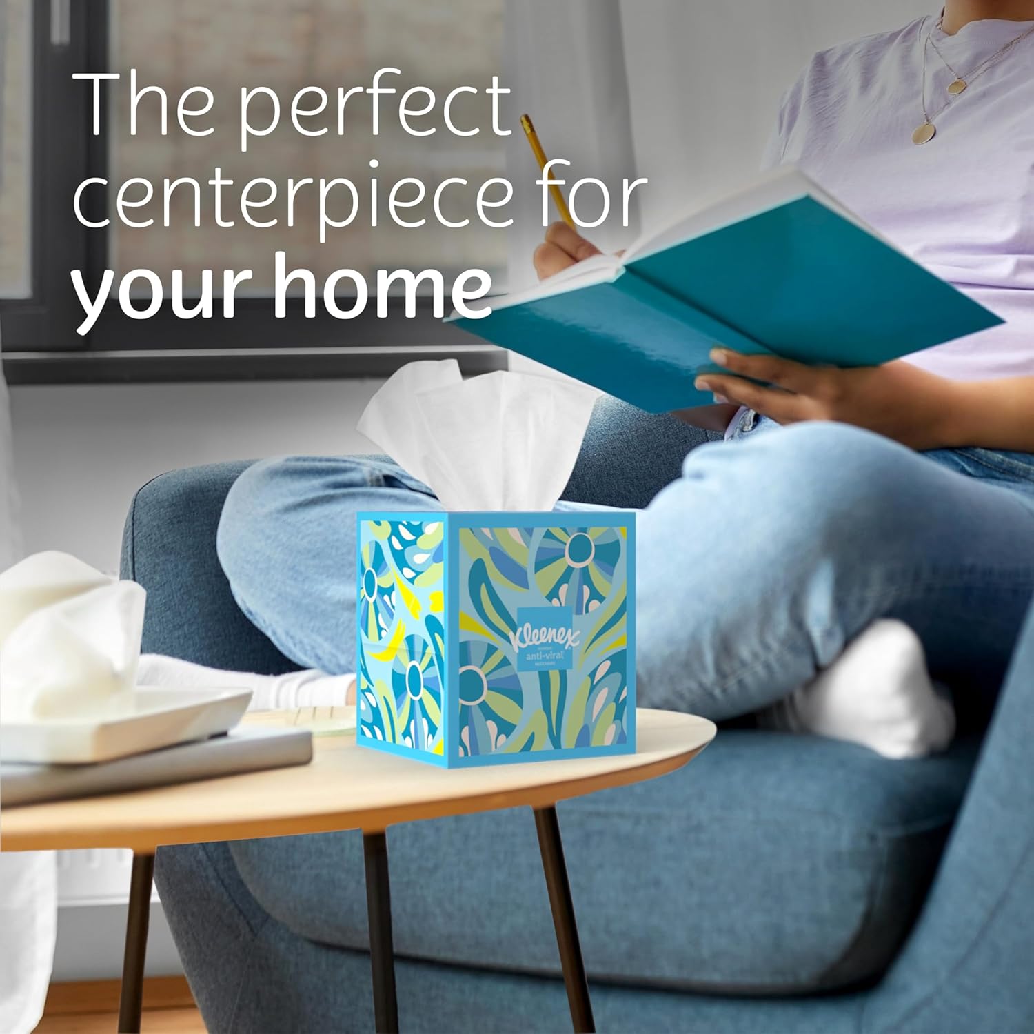 Kleenex Anti-Viral Facial Tissues, Classroom or Office Tissue, 4 Cube Boxes, 55 Tissues per Box