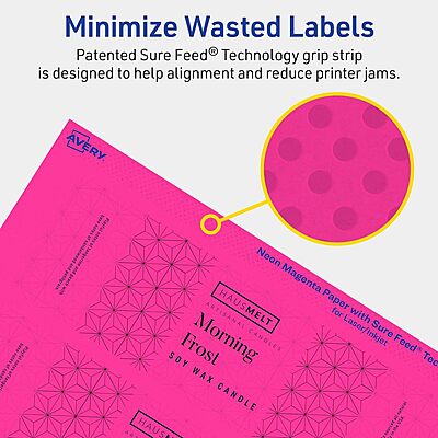 AVERY Printable Rectangle Labels, 2" x 7", Neon Magenta, Sure Feed Technology, Print-to-the-Edge, Laser/Inkjet