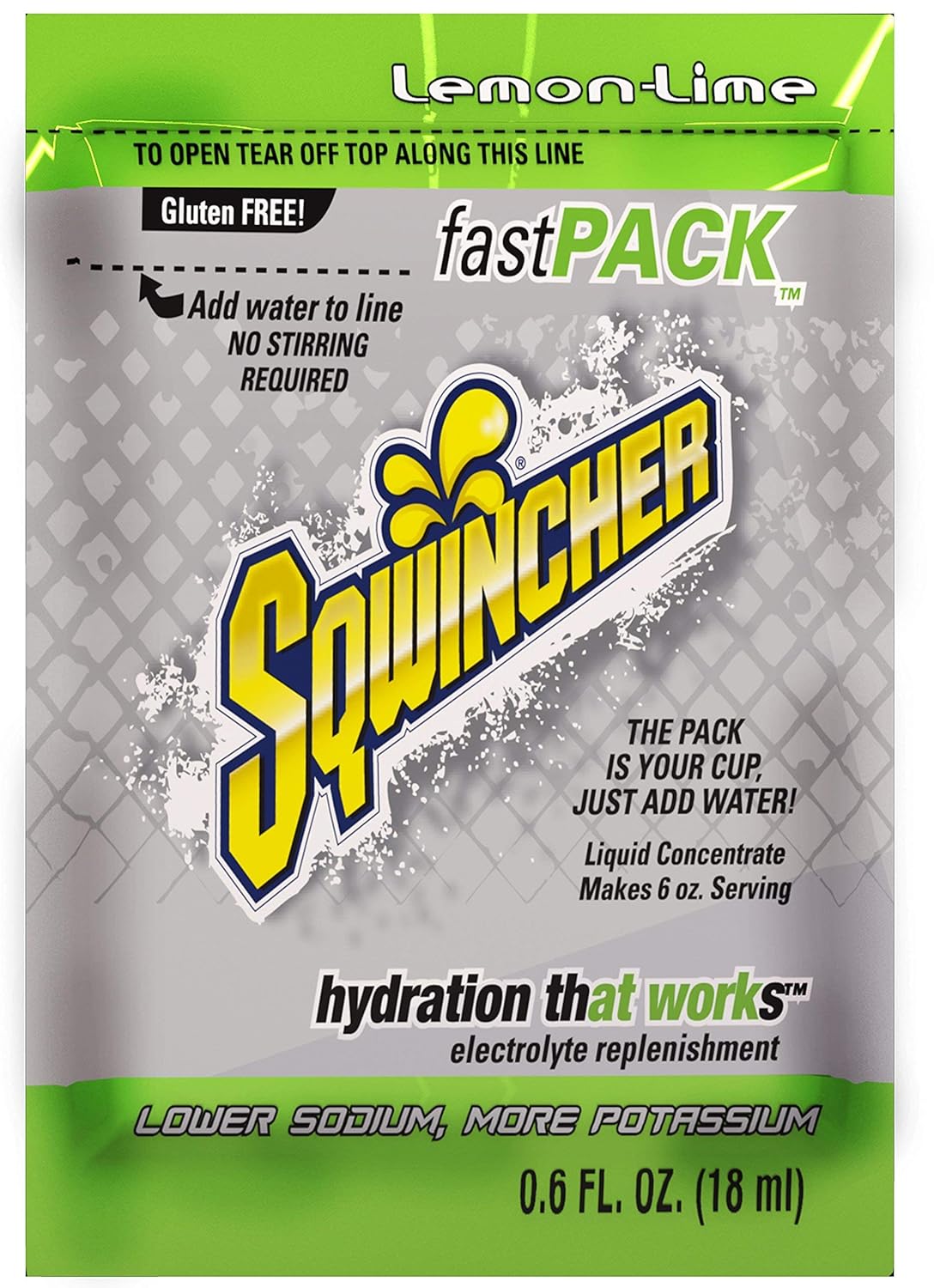 Sqwincher Fast Pack Liquid Concentrate | Lemon-Lime Flavored | Low Calorie | Low Sodium | Electrolyte Replenishment