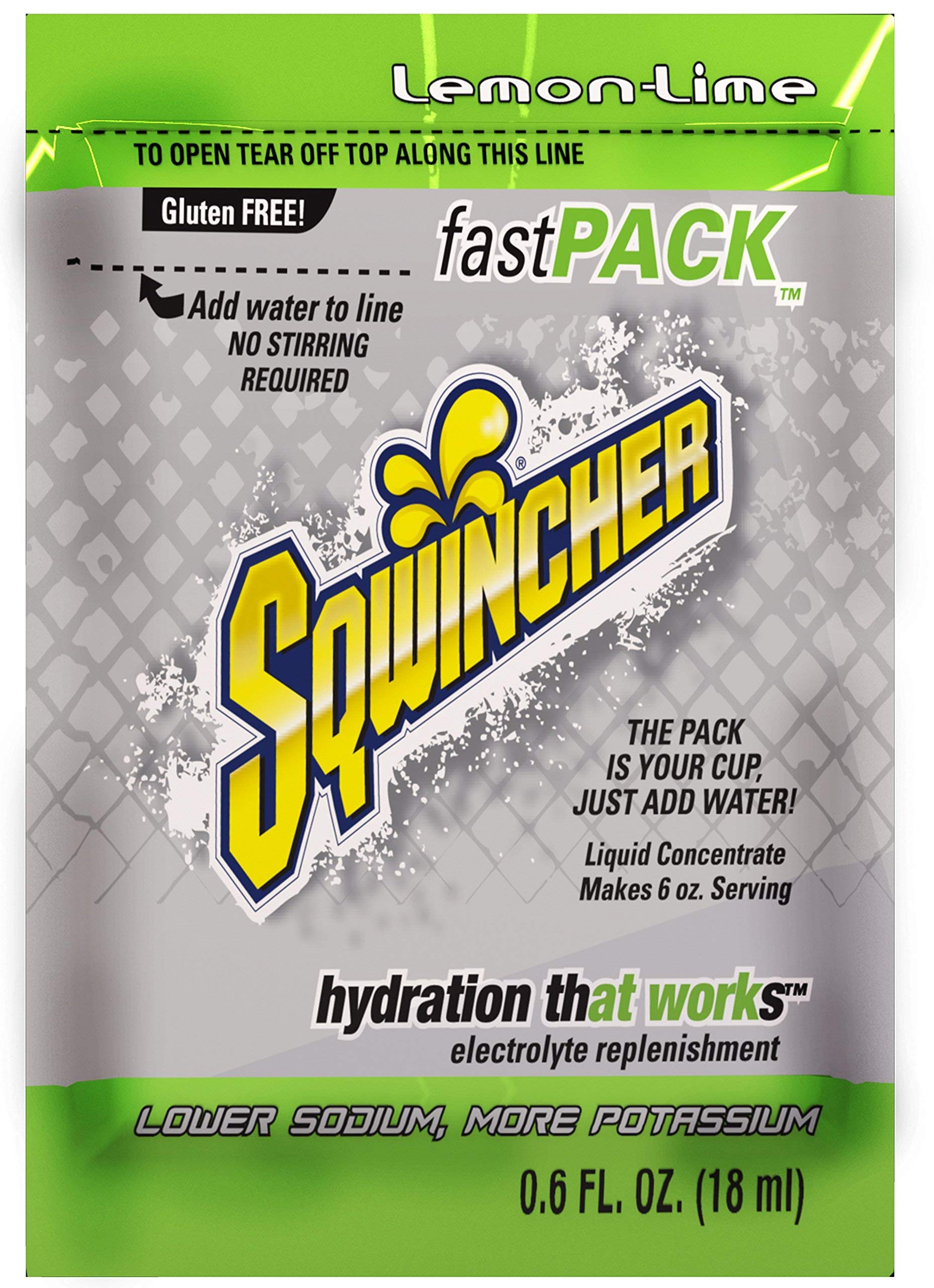 Sqwincher Fast Pack Liquid Concentrate | Lemon-Lime Flavored | Low Calorie | Low Sodium | Electrolyte Replenishment