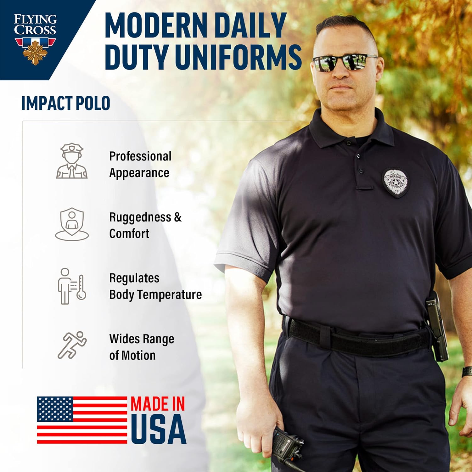 FLYING CROSS Men's Short Sleeve Impact Polo Shirt