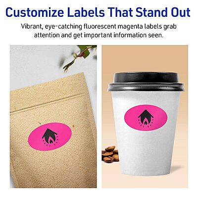 Avery Printable Oval Labels, Sure Feed Technology, 1-1/8" x 2-1/4", Neon Magenta Labels, Print-to-The-Edge