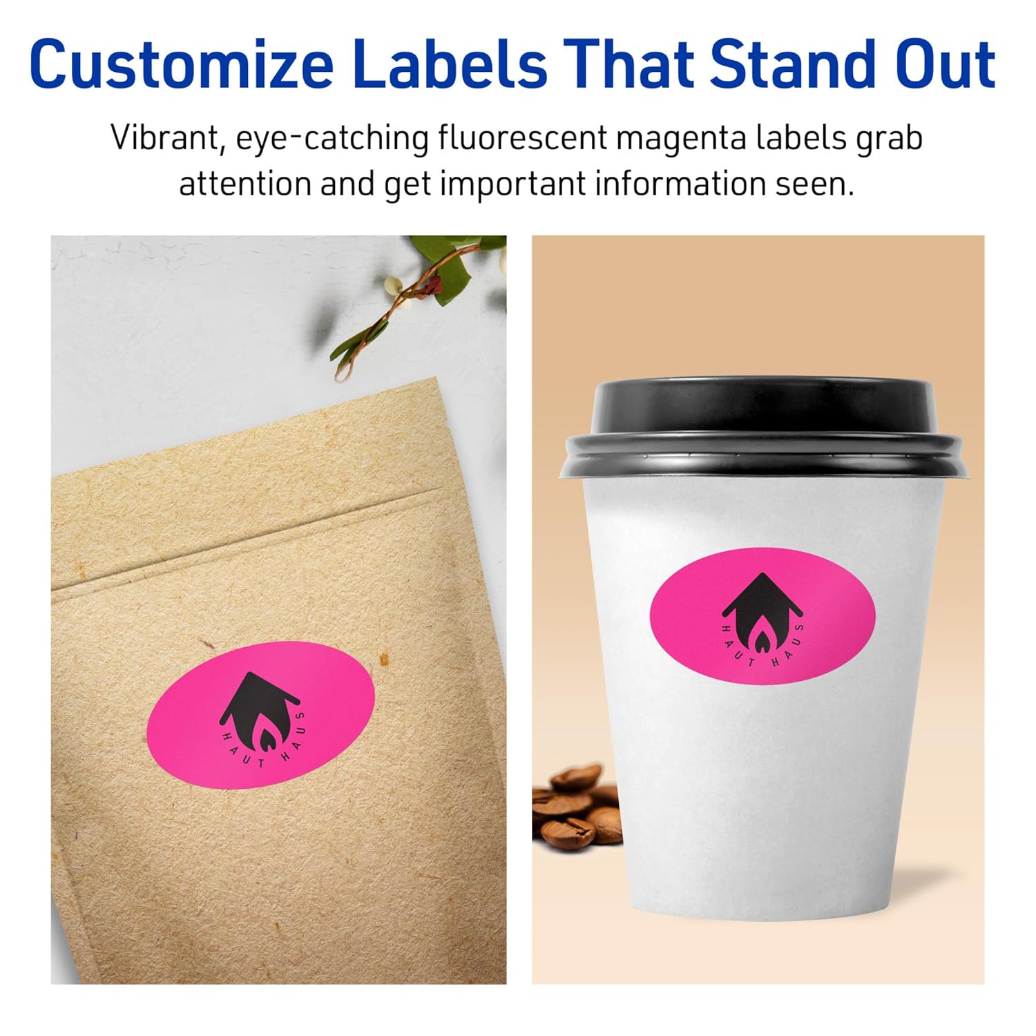 Avery Printable Oval Labels, Sure Feed Technology, 1-1/8" x 2-1/4", Neon Magenta Labels, Print-to-The-Edge