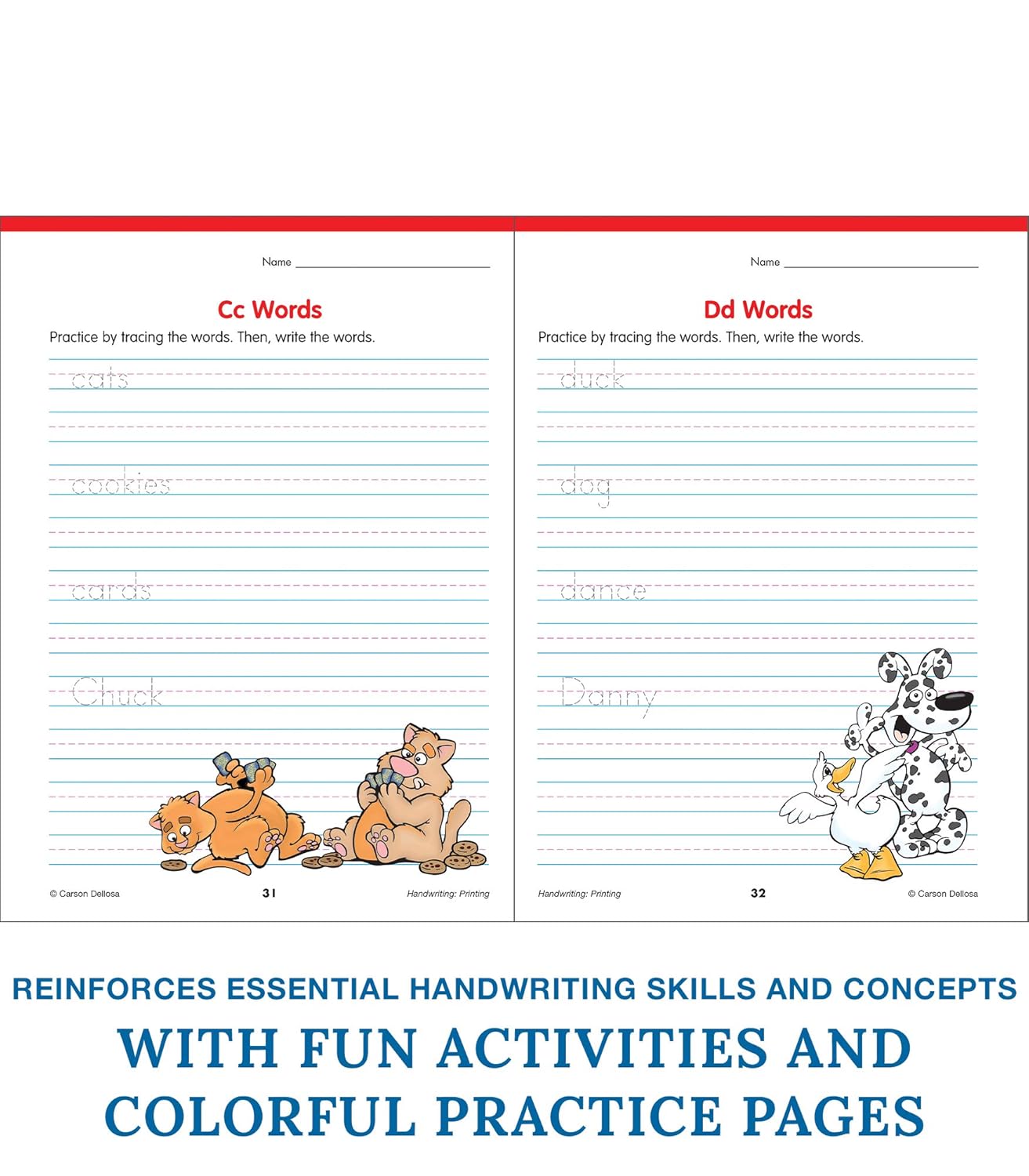 Carson Dellosa K-2 Printing Handwriting Workbook, Writing Book for Kindergarten