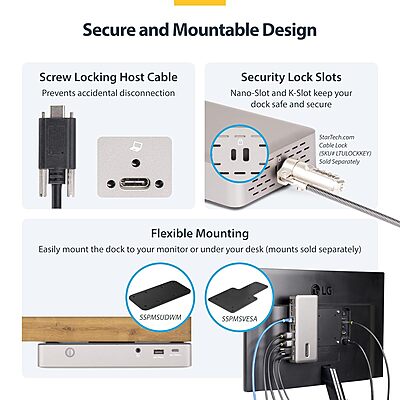 StarTech.com USB-C Docking Station (USB4), Triple 4K 60Hz Monitors, Up to 100W Laptop Charging, 2.5GbE, Driverless