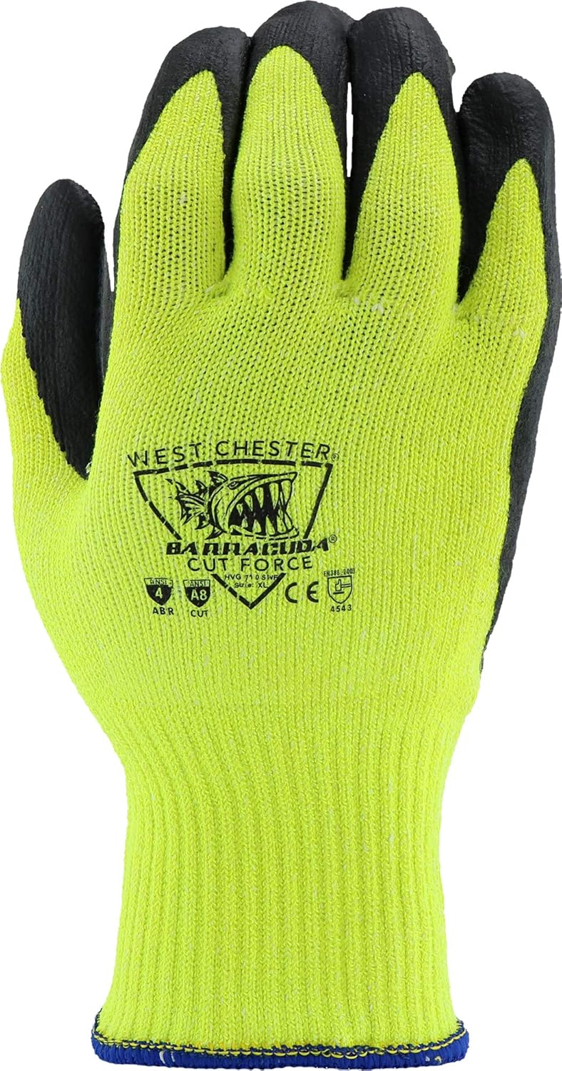 West Chester HVG710SNF Barracuda A8 Cut Resistant Gloves – [Pack of 12], X-Large, HPPE Gloves with Microfoam Nitrile Coating