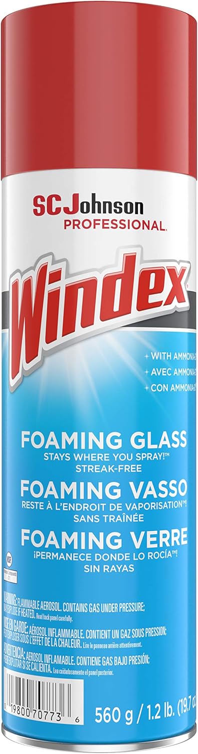 Windex Foaming Glass Cleaner - 19.7 fl oz (0.6 quart) - Streak-free, Versatile, Drip-free - White - 1 Each