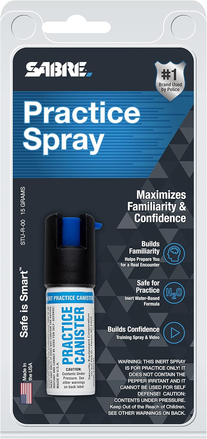 SABRE Practice Spray with Twist Lock, Inert Water-Based Formula, 10-Foot (3-Meter) Range - Memory, and Familiarity