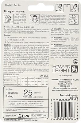 Howard Leight by Honeywell SmartFit Corded Reusable Shooting Earplugs, 2-Pairs (R-01520), Orange with Blue (Pack of 2) 2 Count (Pack of 2)