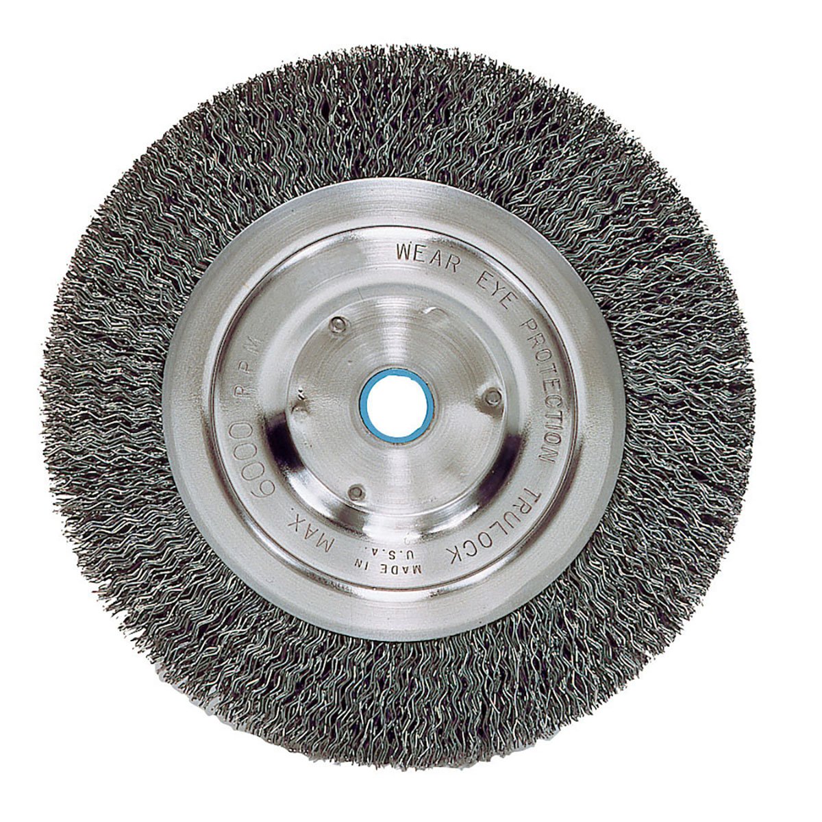 Weiler Vortec Pro Stainless Steel Wheel Brush 0.014 in Bristle Diameter - Arbor Attachment - 6 in Outside Diameter