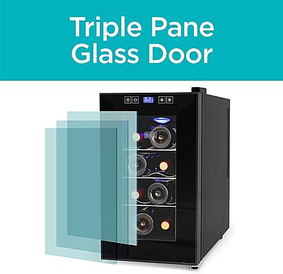 BLACK+DECKER Thermoelectric Wine Fridge with Triple-Pane Clear Glass Door