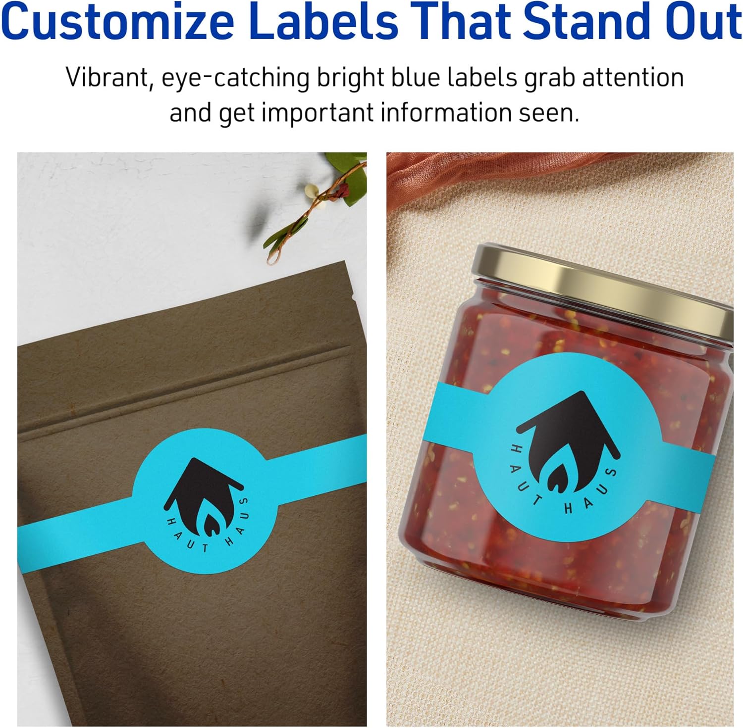 Avery Printable Wraparound Band Labels, Sure Feed Technology, 2-3/8" x 8", Bright Blue, Cigar Band Labels